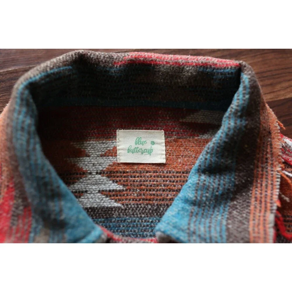 Boho Aztec Tribal Southwestern Print Shacket Yellowstone Shirt Jacket Coat L - Picture 11 of 12